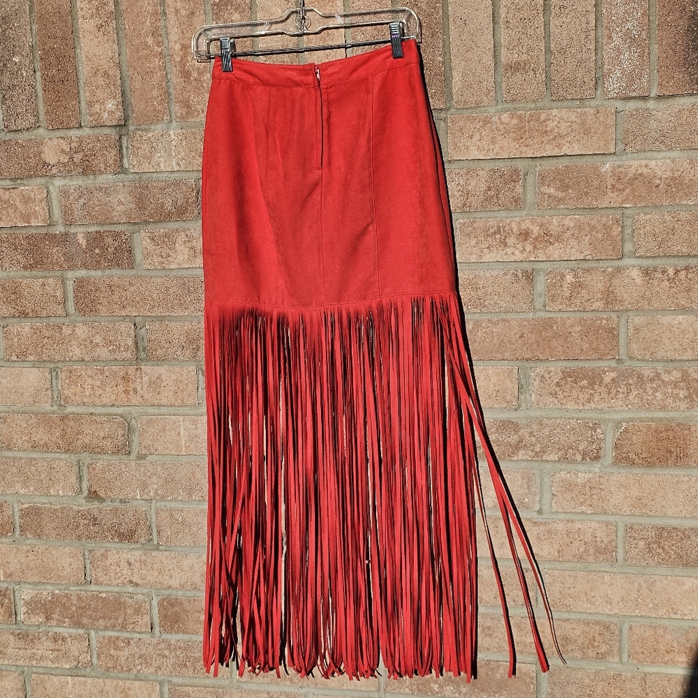 H&M Cochella red fringe trim skirt - Picture 12 of 13
